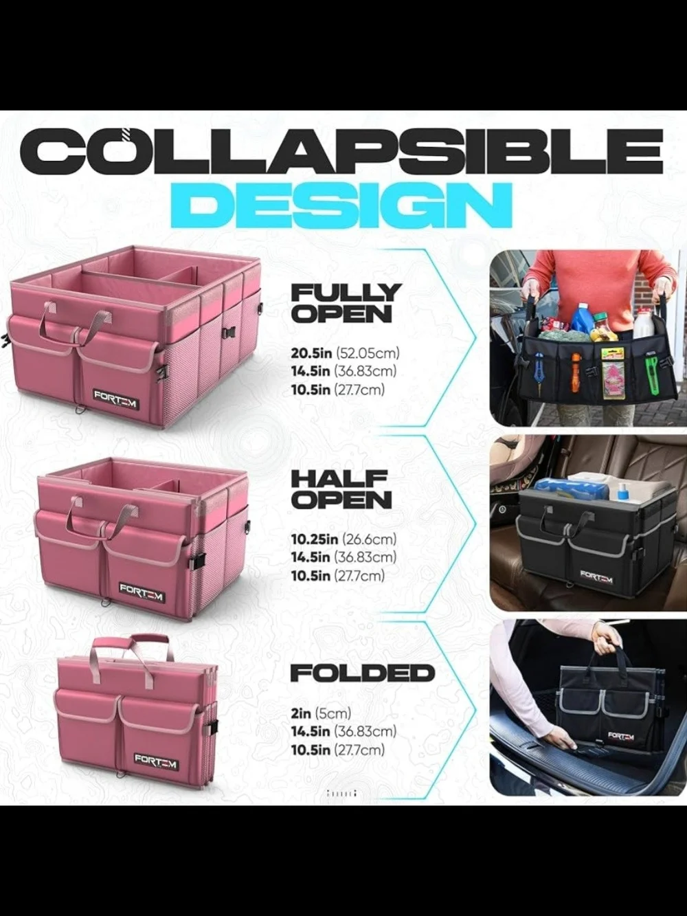 FORTEM Collapsible Pink Trunk Organizer- NEW!!!!